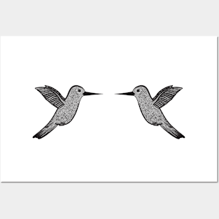 Hummingbirds in Love - cute and fun bird design - on white Posters and Art